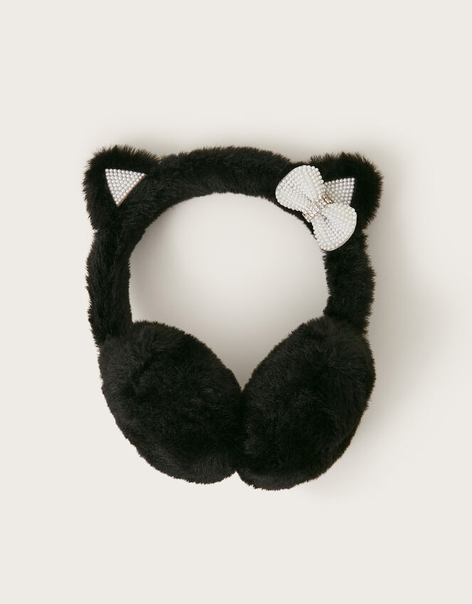 Pearl Bow Cat Earmuffs, , large
