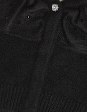 Oversized Collar Cardigan, Black (BLACK), large