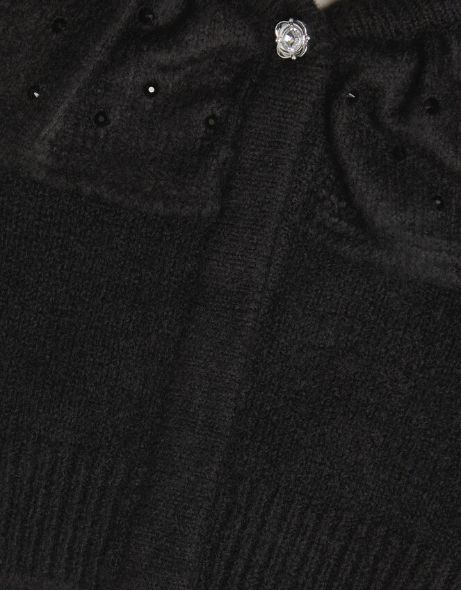 Oversized Collar Cardigan, Black (BLACK), large