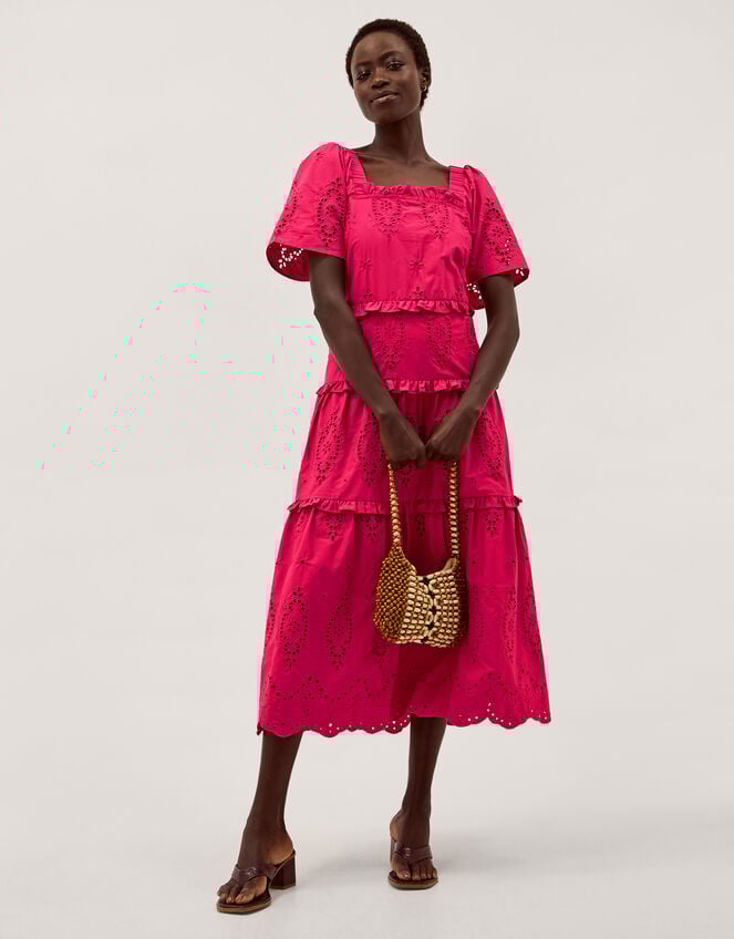 Brooke Cutwork Midi Dress, Pink (PINK), large