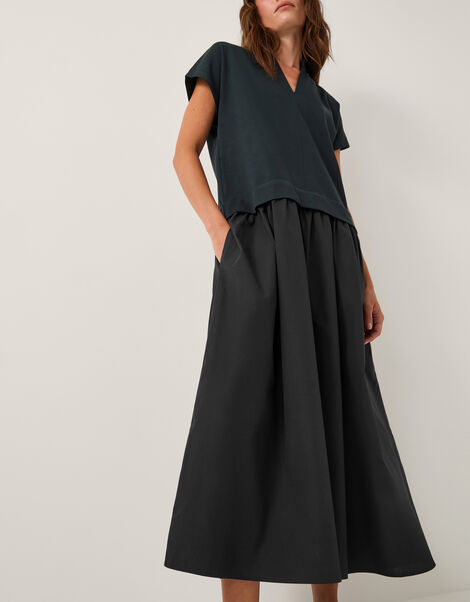 Felly Cap Sleeve Mix Maxi Dress, Blue (NAVY), large
