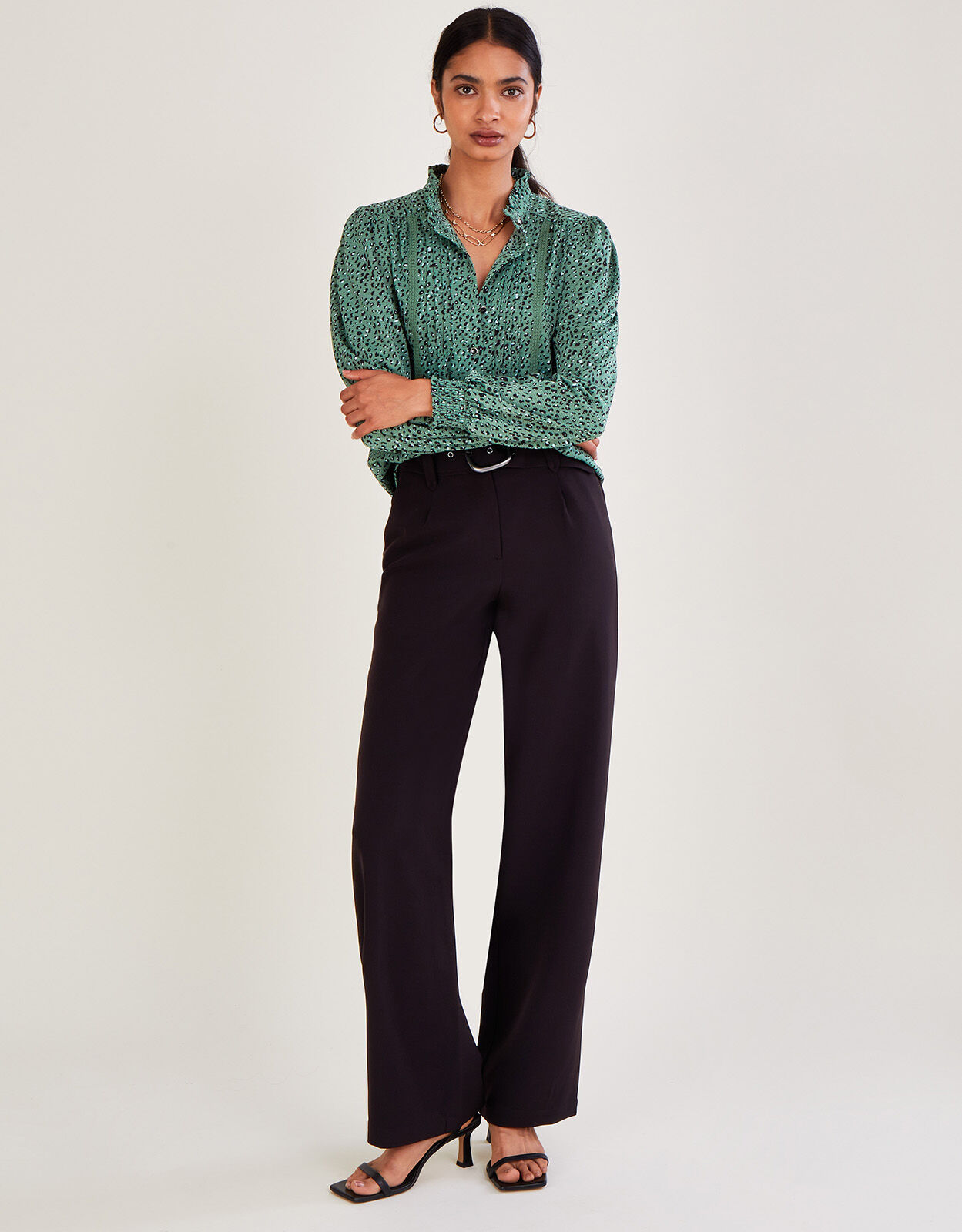 Buy Women Black Solid Regular Fit Parallel Trousers  Trousers for Women   Sassafrasin