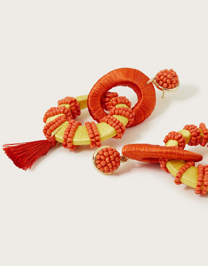 Hoop Tassel Earrings, , large