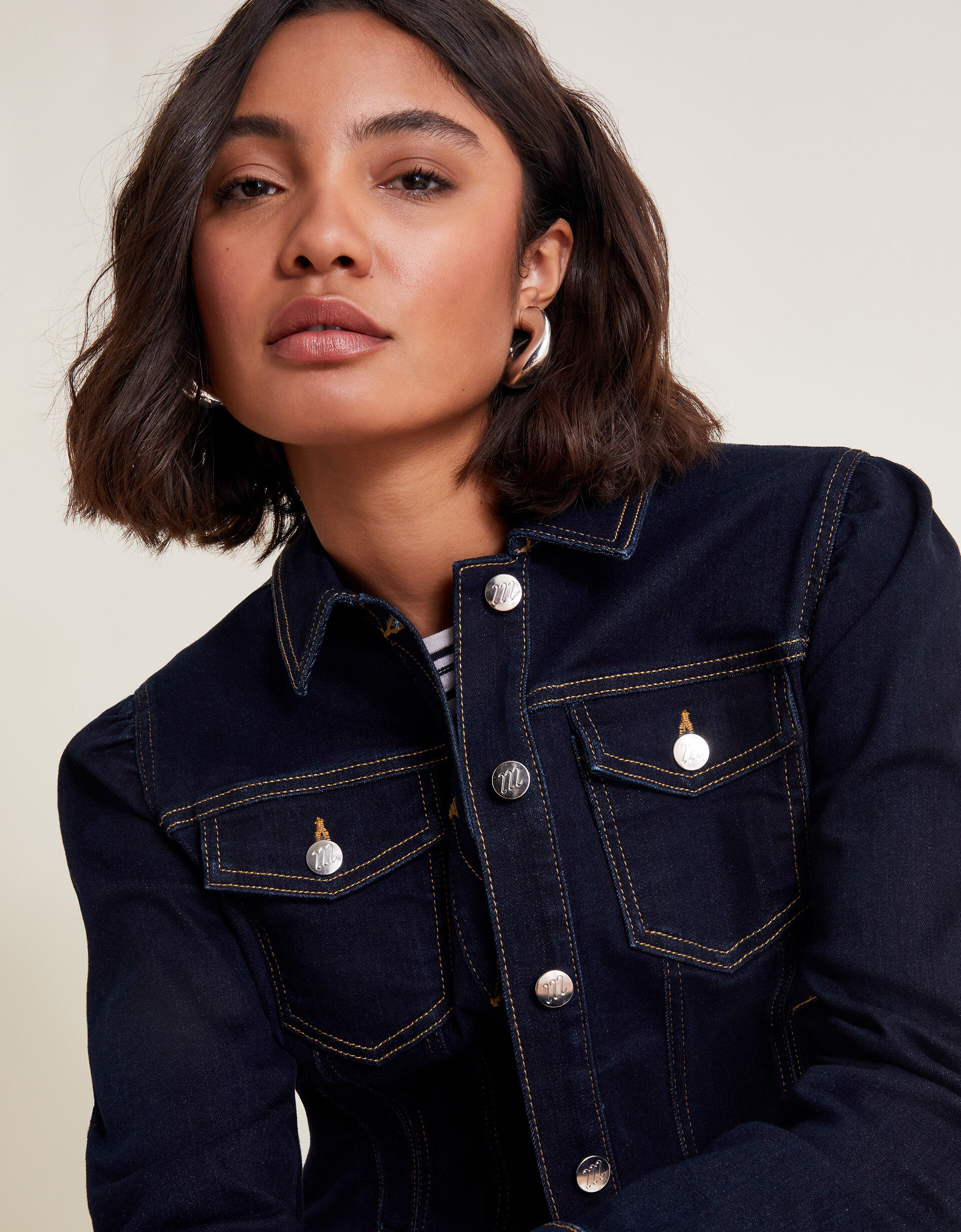 Dora Puff Sleeve Denim Jacket with Sustainable Cotton Blue