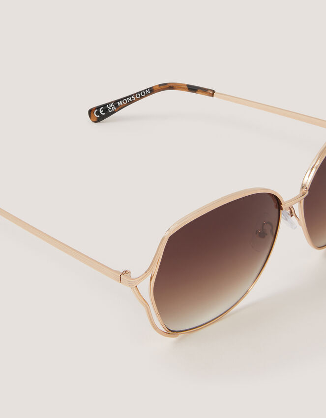 Oversized Metal Sunglasses, , large