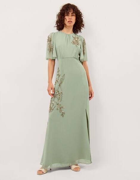 Skyler Floral Embellished Maxi Dress, Green (SAGE), large