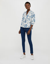 Esther Printed Blouse in Pure Linen, Natural (NATURAL), large