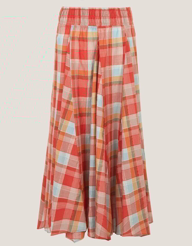 Cecily Check Midi Skirt, Orange (ORANGE), large