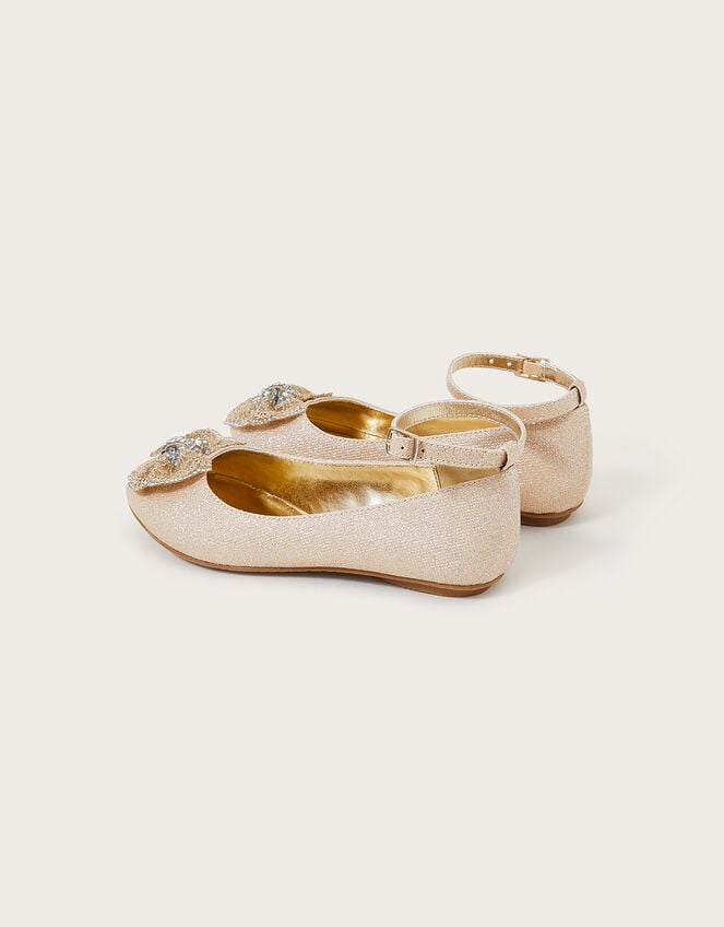 Polly Shimmer Bow Ballerina Flats, Gold (GOLD), large
