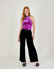 Tanya Glitter Trim Velvet Top, Purple (PURPLE), large