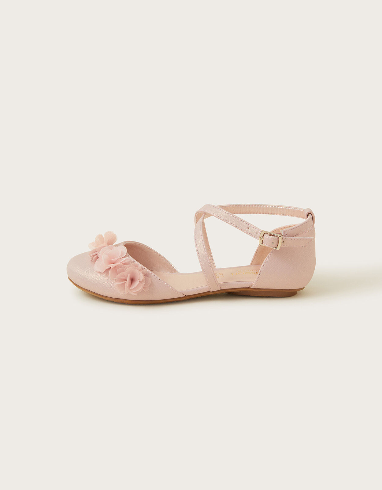 Pom Pom Shimmer Criss Cross Ballerina Flats Pink