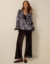 Claudia Floral Devor&eacute; Top, Black (BLACK), large