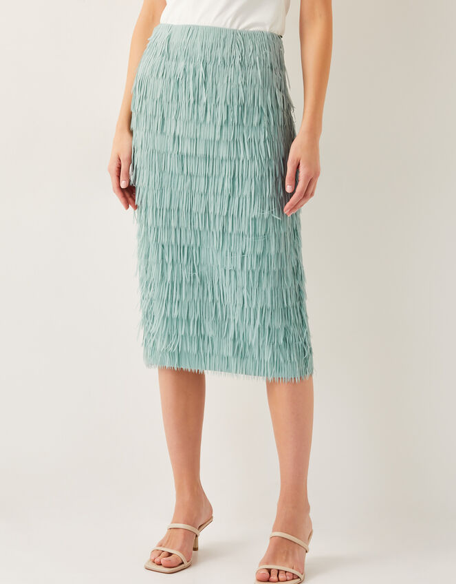 Cosima Fringe Pencil Skirt, Green (SAGE), large