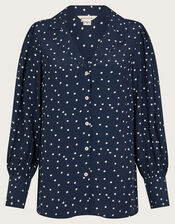Shiloh Spot Print Shirt, Blue (NAVY), large