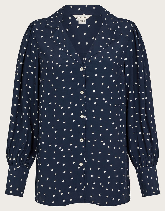 Shiloh Spot Print Shirt, Blue (NAVY), large