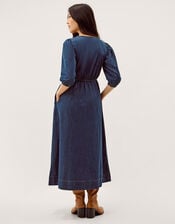 Lily Square Neck Denim Midi Dress, Blue (INDIGO), large