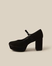 Polly Velvet Mary Jane Platform Heels, Black (BLACK), large
