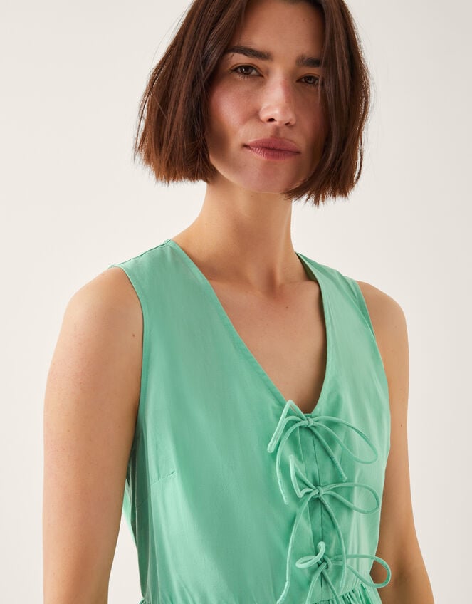Sadie Tie Broderie Midi Dress, SEA GREEN, large