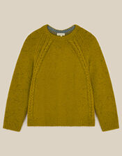East Ami Cable Knit Jumper, Green (LIME), large