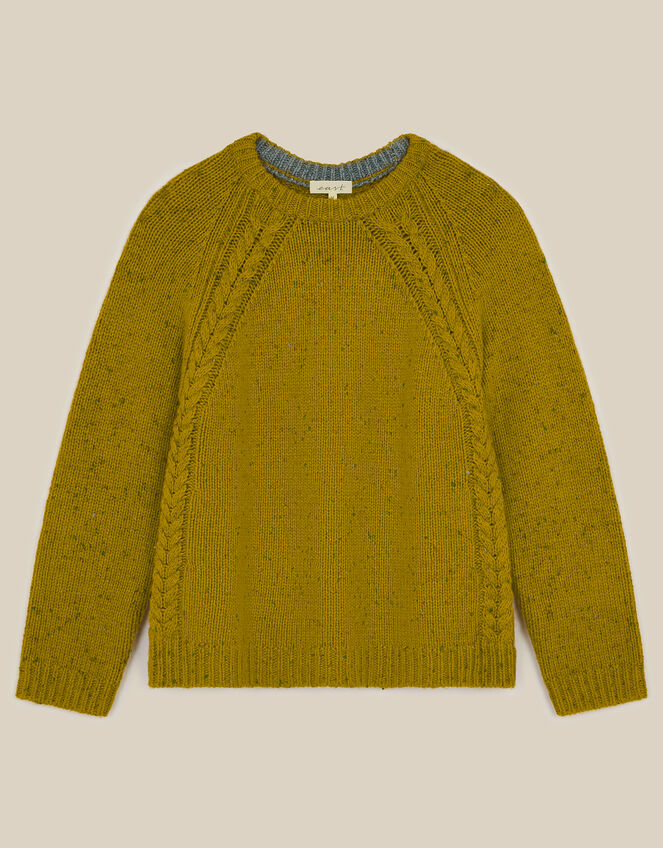 East Ami Cable Knit Jumper, Green (LIME), large