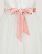 Velvet Bow Bridesmaid Dress, Ivory (IVORY), large