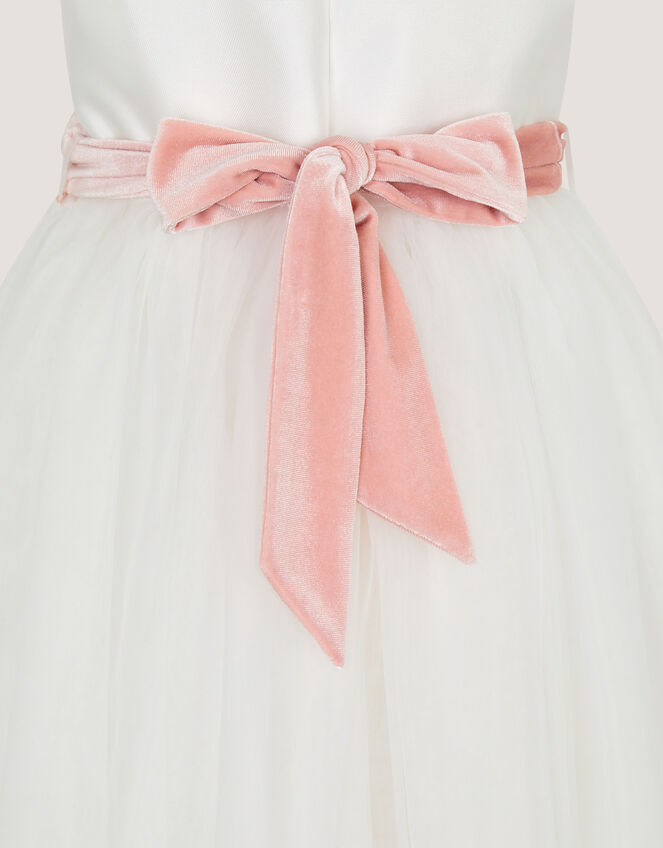 Velvet Bow Bridesmaid Dress, Ivory (IVORY), large