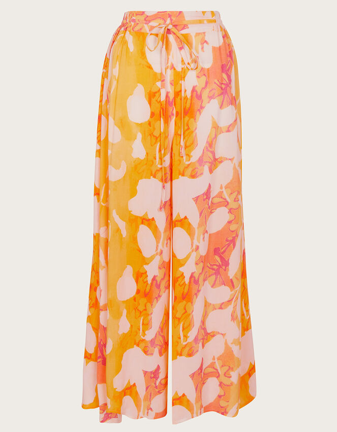Abstract Print Side Split Trousers, Orange (ORANGE), large