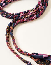 Printed Foil Fabric Braided Belt, , large