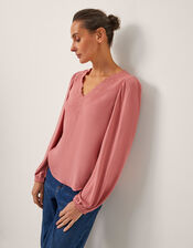 Lisa Embroidered Lace Blouse, Pink (PINK), large