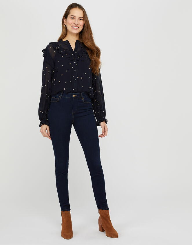 Nadine Dark Rinse Skinny Jeans with Organic Cotton, Blue (INDIGO), large