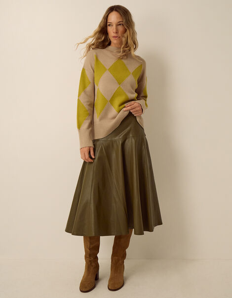 Dianne Faux Leather Midi Skirt, Green (GREEN), large