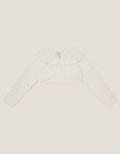 Oversized Diamante Collar Cardigan, Ivory (IVORY), large