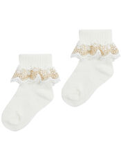 Baby Chloe Sparkle Lace Sock, Ivory (IVORY), large