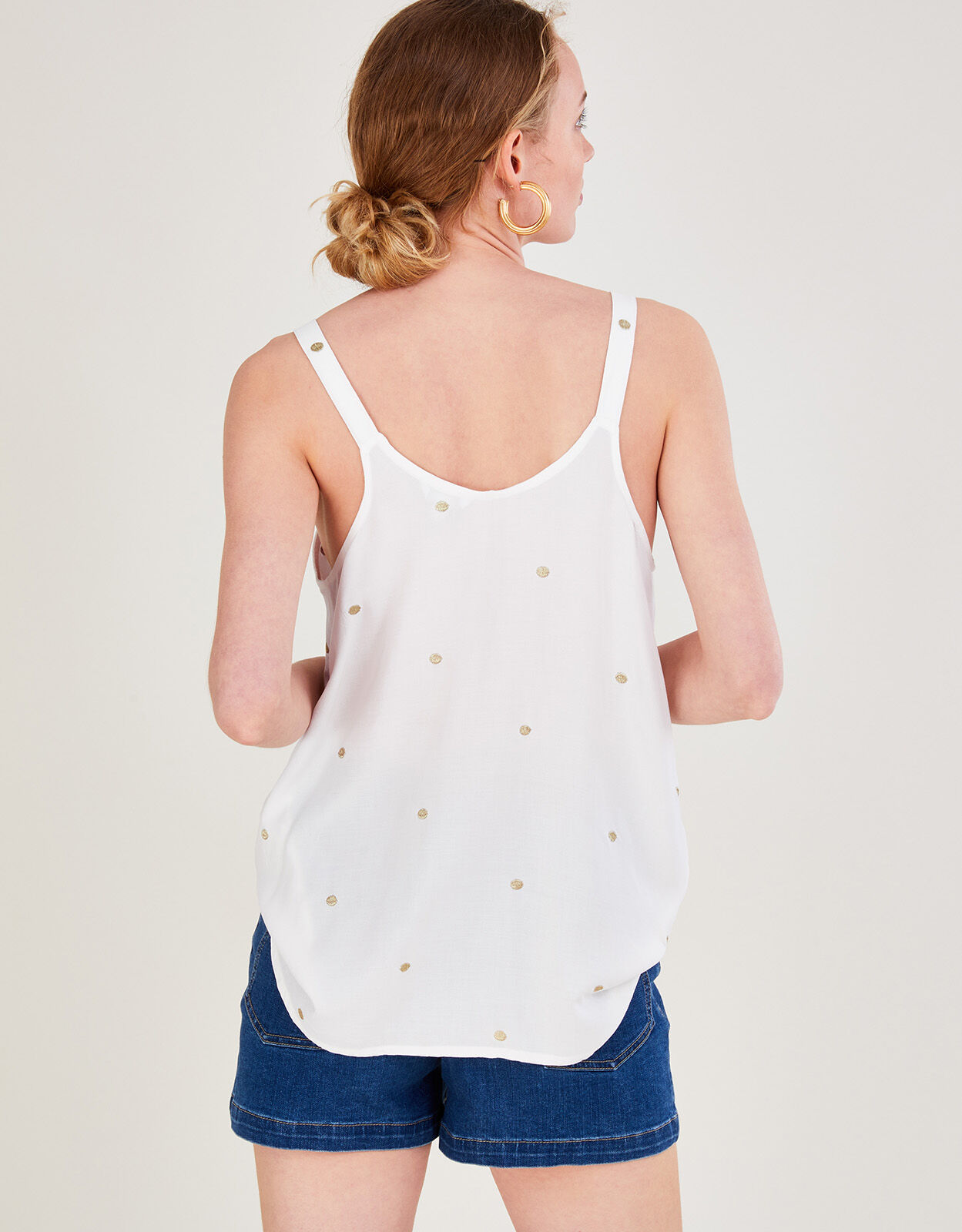 Embroidered Cami Top in LENZING™ ECOVERO™ White