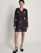 Ariah Embellished Tunic Dress, Black (BLACK), large