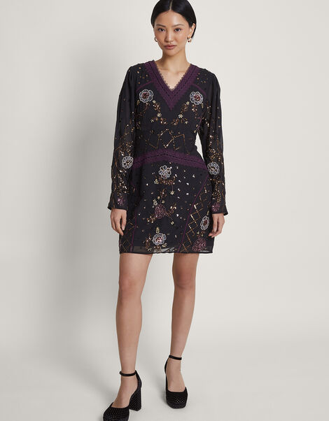 Ariah Embellished Tunic Dress, Black (BLACK), large