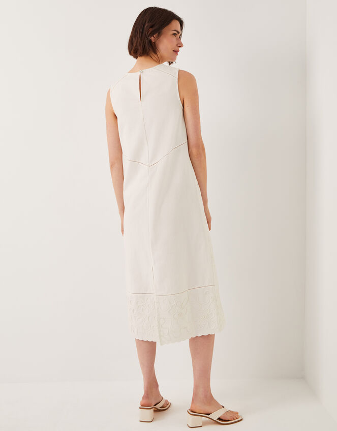 Carly Embroidered Midi Shift Dress, White (WHITE), large