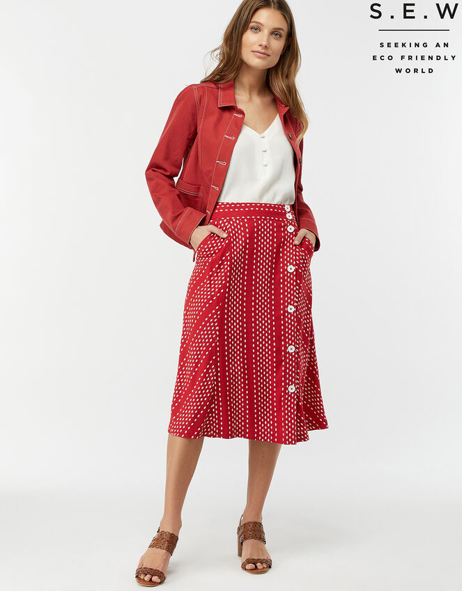 Itria Printed Midi Skirt, Red (RED), large