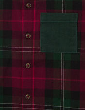 Check Print Cotton Christmas Shirt , Red (BURGUNDY), large