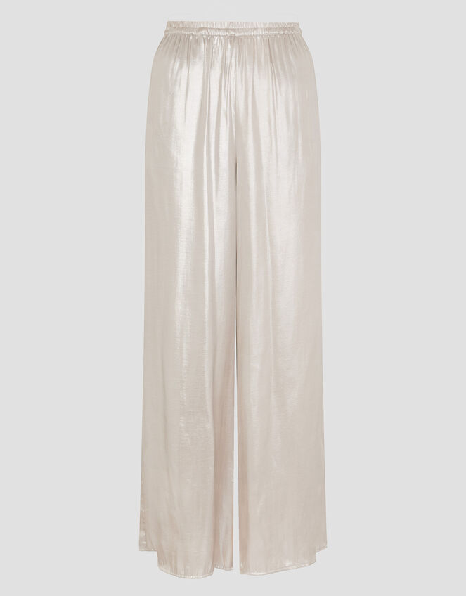 Lillie Metallic Wide Leg Trousers, Natural (CHAMPAGNE), large