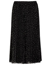 Spot Print Pleated Culottes in Recycled Fabric, Black (BLACK), large