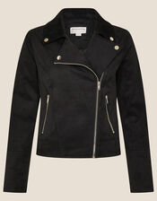 Stacey Suedette Biker Jacket, Black (BLACK), large