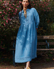 East Liza Linen Shirt Dress, Blue (BLUE), large