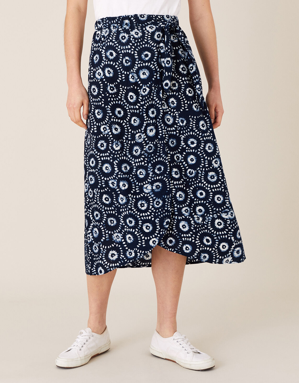 ARTISAN STUDIO Batik Print Wrap Skirt Blue