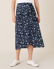 ARTISAN STUDIO Batik Print Wrap Skirt, Blue (NAVY), large