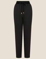 Velvet Trim Jersey Trousers, Black (BLACK), large
