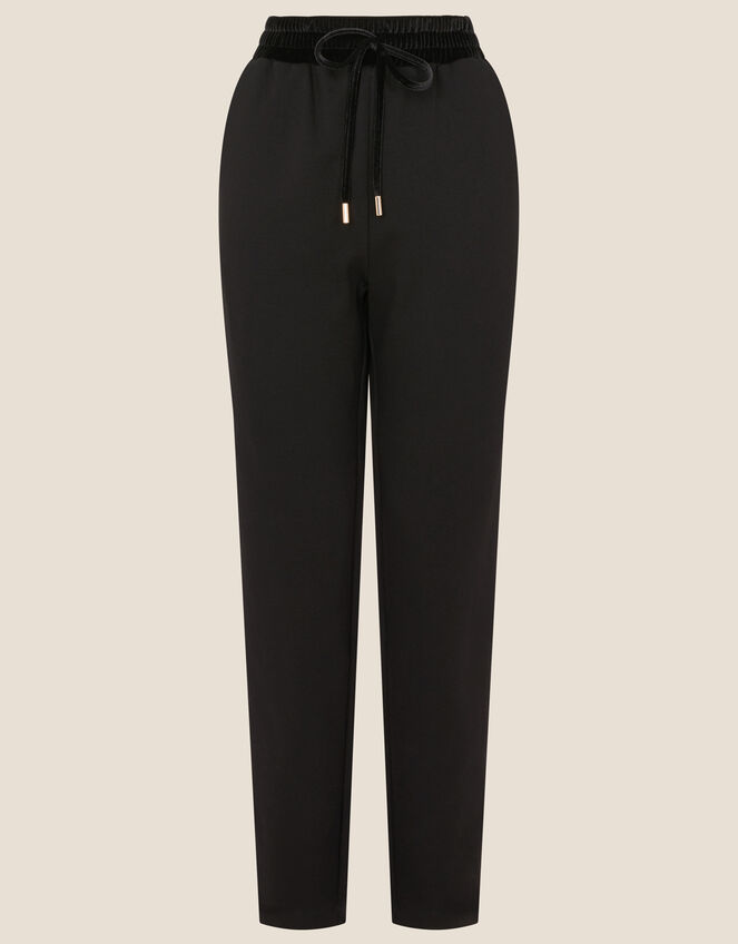 Velvet Trim Jersey Trousers, Black (BLACK), large