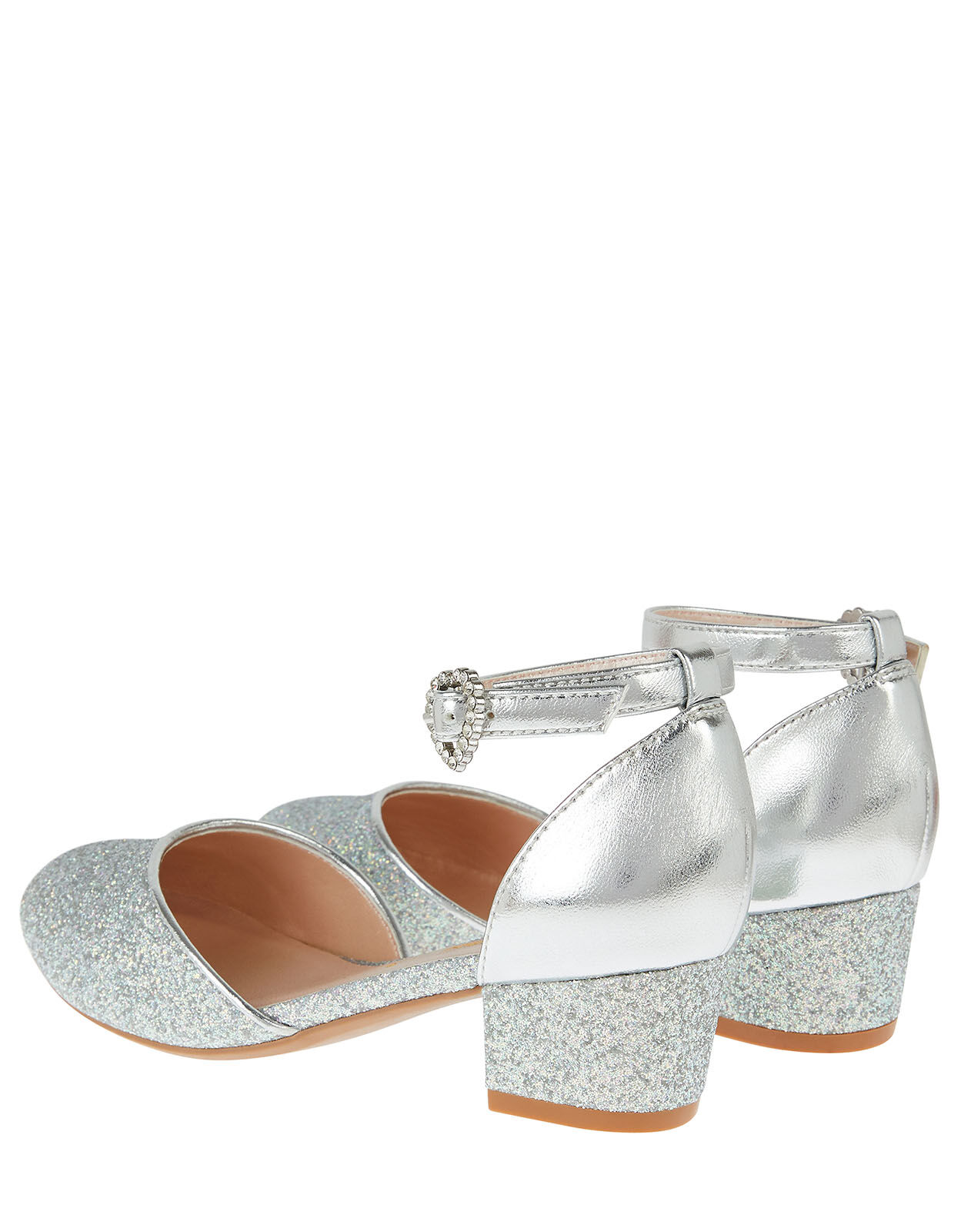Glitter Two Part Heels Silver