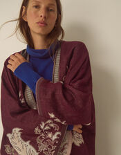 Crissy Jacquard Poncho, Red (BERRY), large
