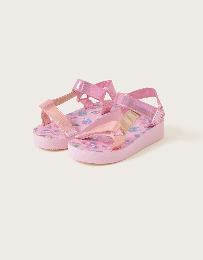 Butterfly Print Rip-Tape Trekker Sandals, Pink (PINK), large